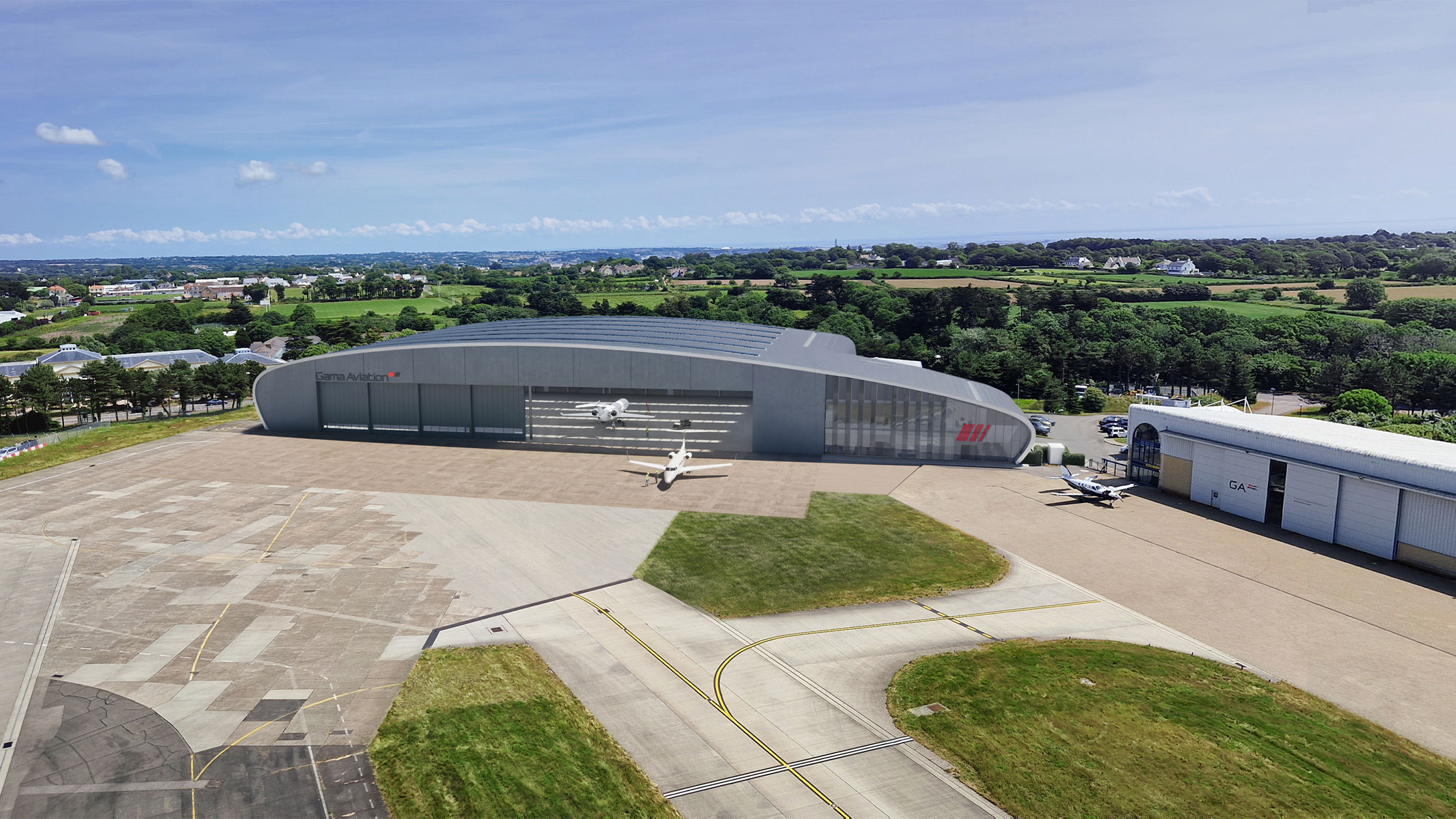 3DReid | Planning approval secured for Gama Aviation’s new FBO and Hangar at Jersey Airport